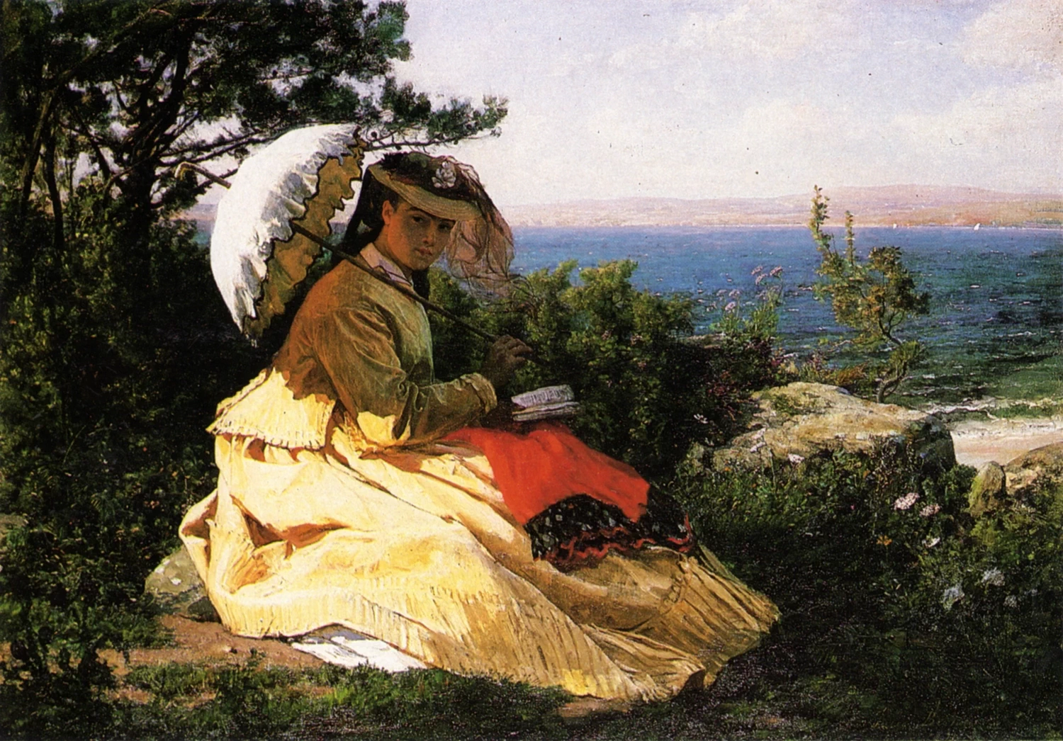 La donna con il parasole; Baia di Douarnenez, 1870 - Musée des Beaux, Arts de la ville de Paris